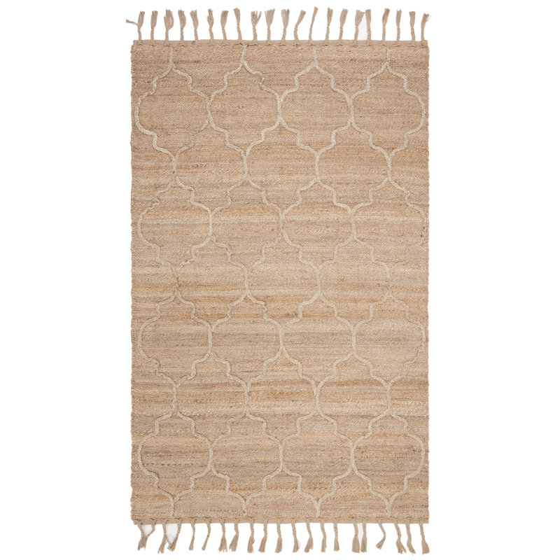 Tapis en jute tissé à la main en fibre naturelle Digirolamo, Rectangulaire 3 pi x 5 pi