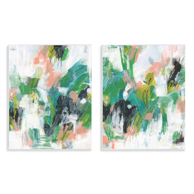 «Green Abstract Layers», ensemble de 2 plaques murales par June Erica Vess