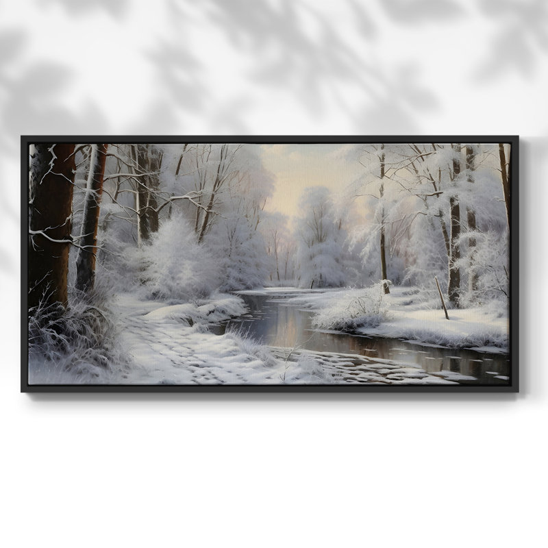 Série paysage - CMXCIV - Toile tendue avec châssis encadré - Prêt à être accroché, H 25 po x l 49 po, Noir