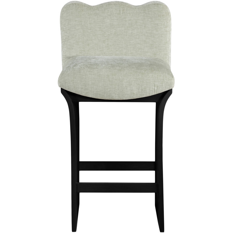 Tabouret de comptoir Shaw Cassady, Tissu chenille menthe, Noir
