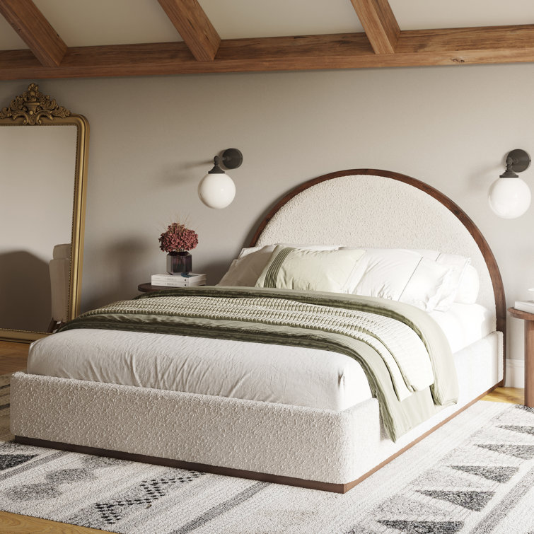 Frankston Arch Queen Bed Walnut Boucle