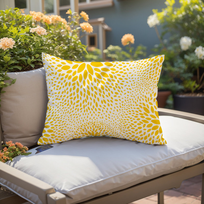 Bavaria Floral Outdoor Throw Pillow, Yellow/Cream