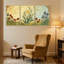 Ensemble de 3 impressions sur toile Floral prairie avec lune et soleil-1535754414