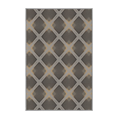 Tapis gris/brun à motifs