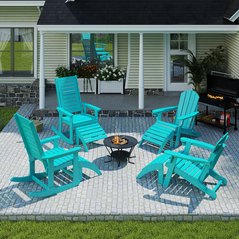 Ensemble de 4 repose-pieds Adirondack Hdpe Classic, Sarcelle