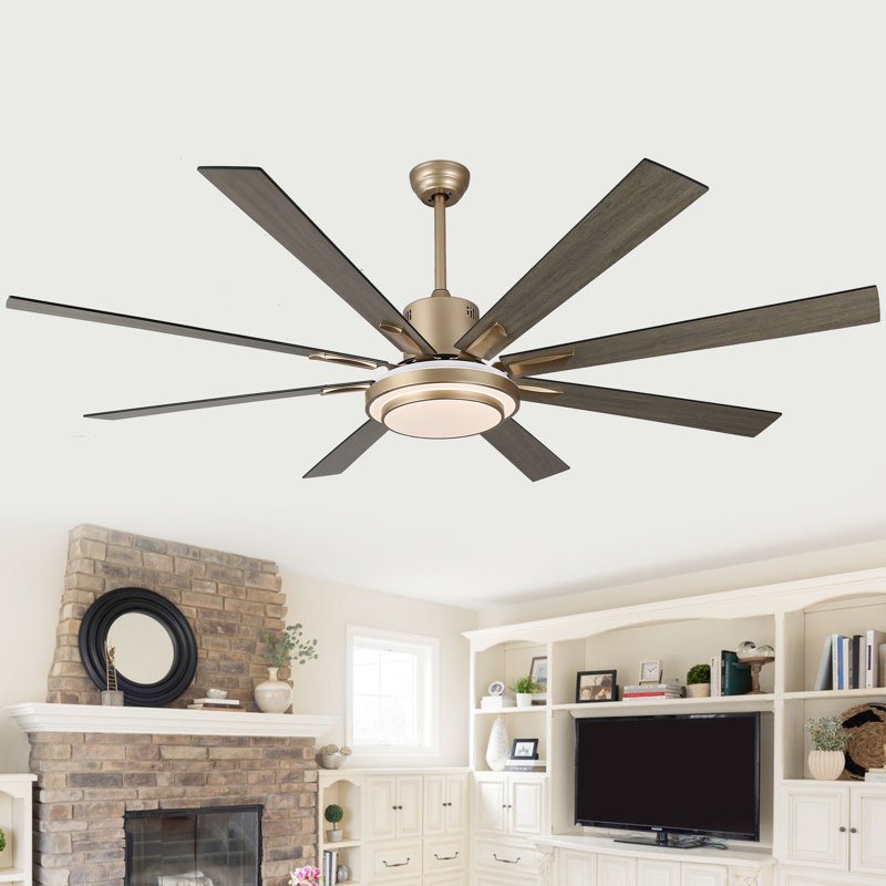 72" 6-Blade Reversible Ceiling Fan With LED Lights And Remote Control, 6-Speed, Timer Setting Quiet DC Motor, Gold