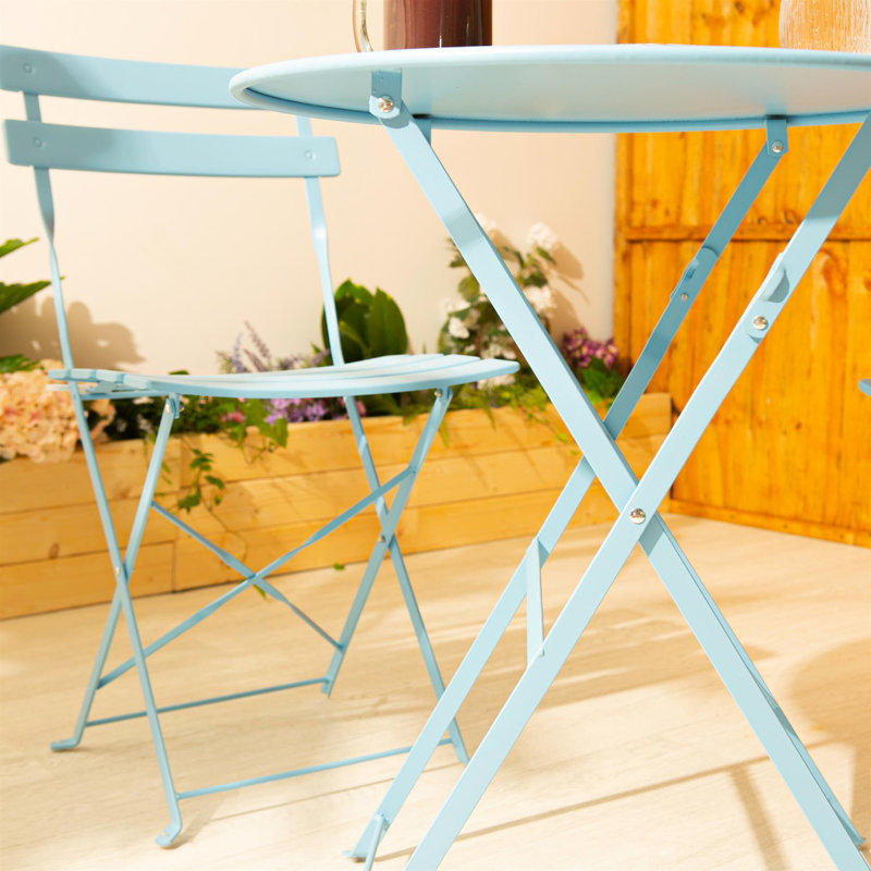 Harbour Housewares - 2 Seater Sussex Bistro Set - Round, Cornflower Blue