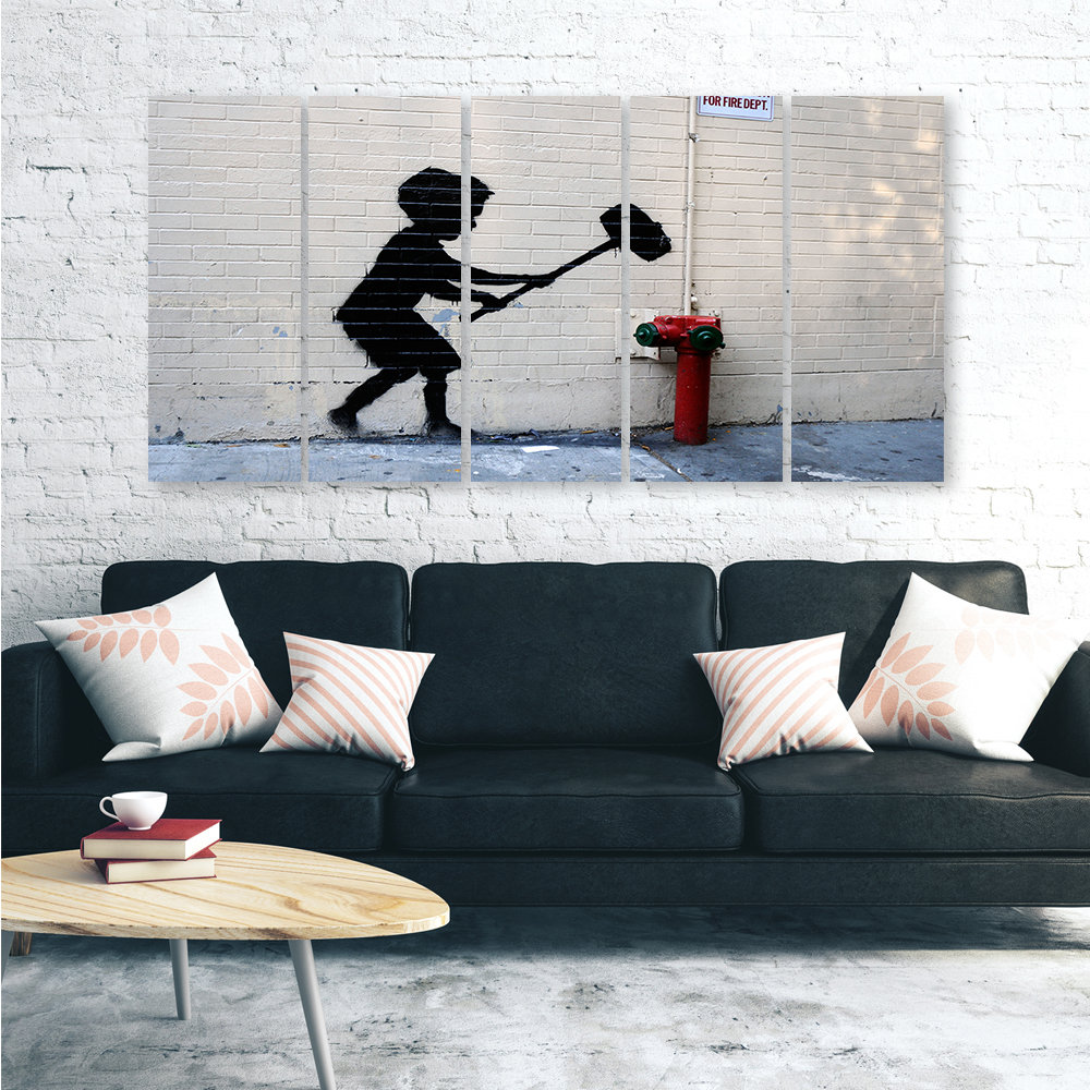 Leinwandbild Banksy Hammer Boy Street