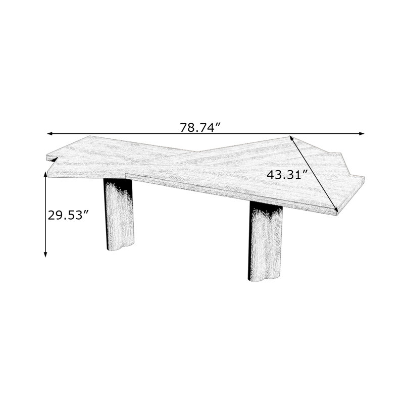 Bureaux en bois massif noir spécialisé, H 29,53 po x l 78,74 po x P 43,31 po