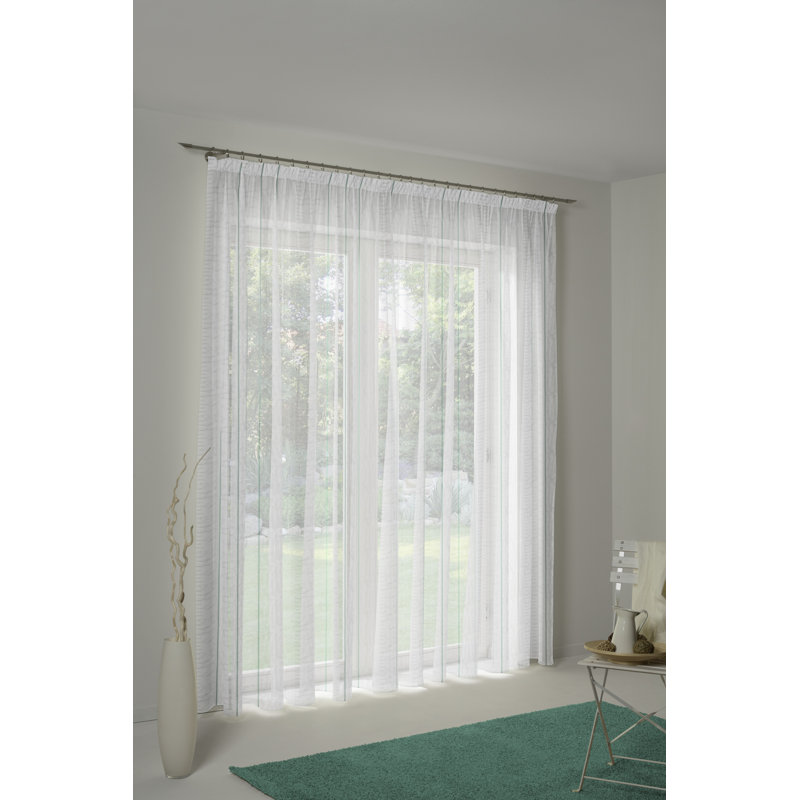 Canadice Semi Sheer Curtain, 600 W x 120 D cm, Terracotta/White