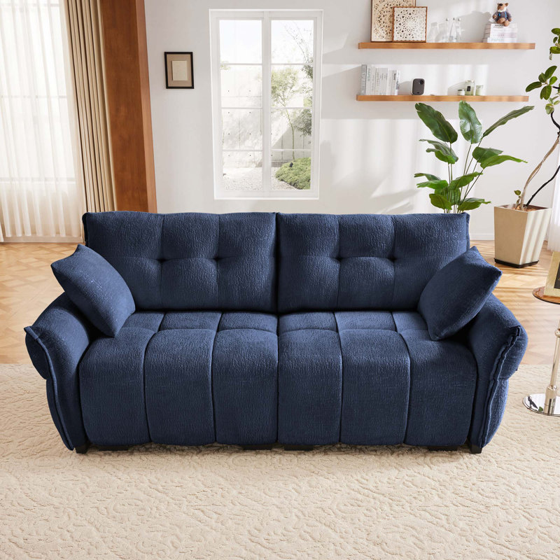 Canapé, canapé rembourré pour salon, bureau, hôtel, Bleu, H 35,4 po x l 78,7 po x P 33,4 po, 2
