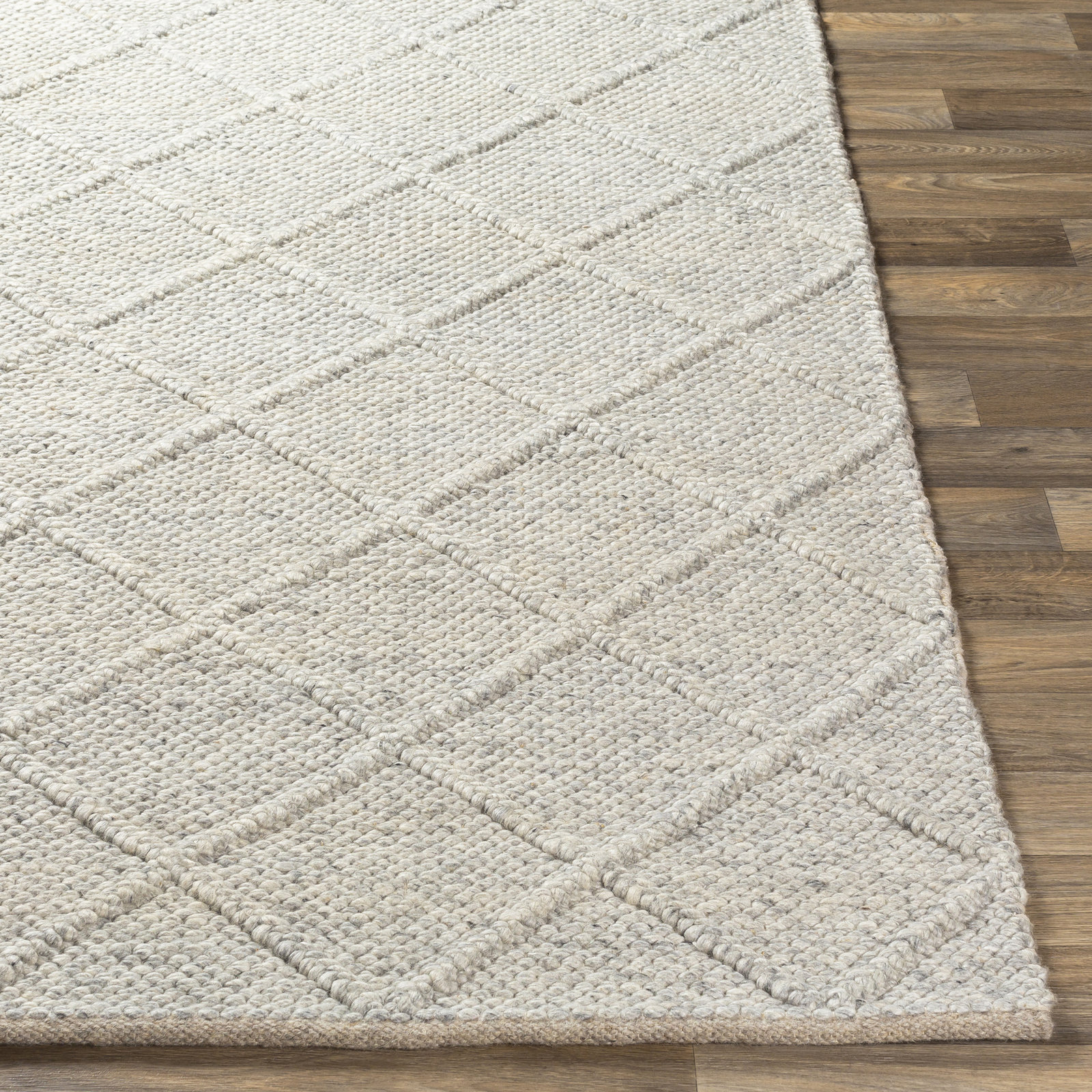 White Flatweave Oriental Rug, Rectangle 2' x 3'