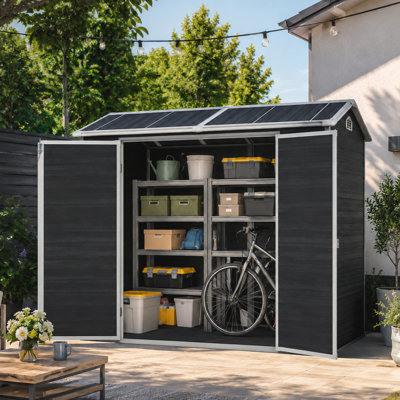 Abri de jardin de 2,4 m x 1,2 m avec deux fenêtres et une double porte, abri en plastique avec plancher pour jardin, patio, cour, pelouse (W540S00054) (W540S00073)