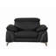 Ensemble de canapé 3 pièces en cuir véritable noir avec appuis-tête réglables-398096023