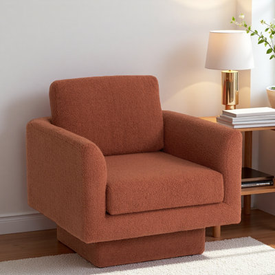360° Modern Swivel Accent Chair,30" W Teddy Sherpa Round Armchair,Thick Padded Single Lounge Sofa,Upholstered Comfy Barrel Chair,Reading Club Chair For Living Room