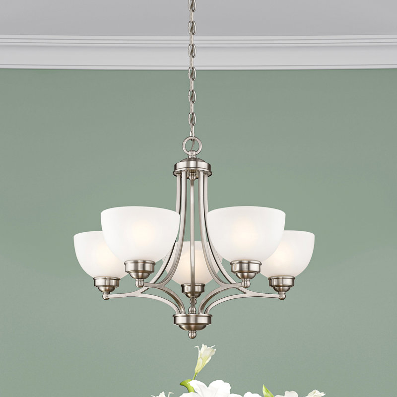 Lustre classique / traditionnel à 5 lumières Annete, Nickel brossé