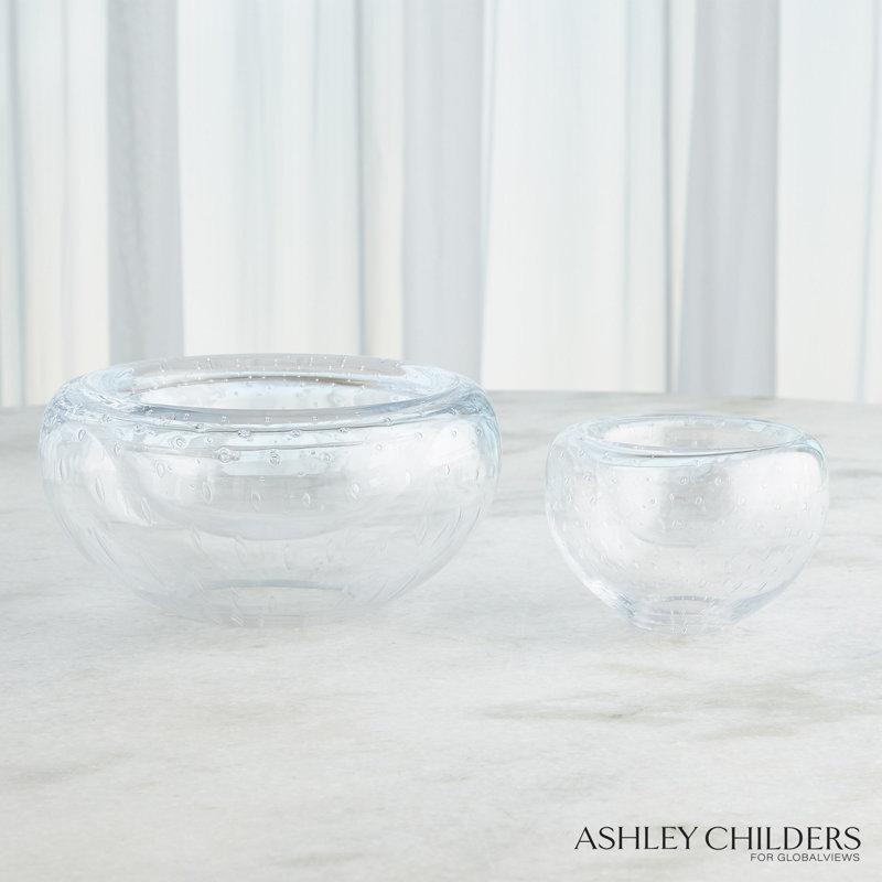 Double Take Bowl-Clear Seeded-Med, 4" H x 6" W x 6" D