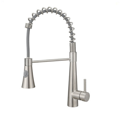 Robinet de cuisine commercial en nickel brossé avec douchette extractible, robinet d'évier de cuisine à poignée simple
