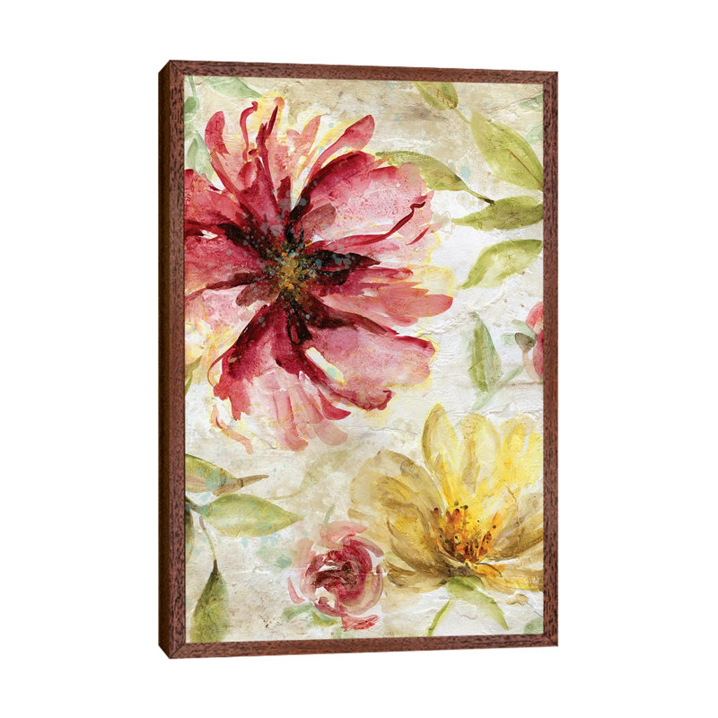Morning Petals II by Carol Robinson - Painting on Canvas, 66.04 cm H x 45.72 cm W, Classic Brown Wood Framed