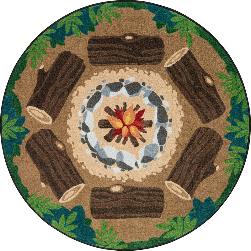 Campfire Fun Round Area Rug in Color Multi, Round 5'4"