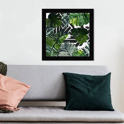 «Botanical Green Leaves Floral», impression encadrée