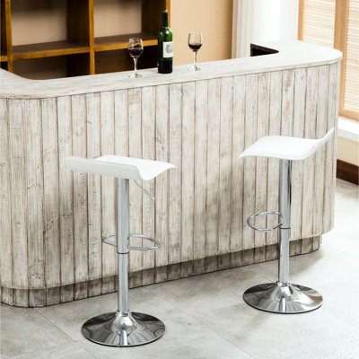 Contemporary Stools With Air Lift And Swivel, White Seat, Of 2. 24 - 30 Inch Height Adjustable. Metal Base. 15"W X 15"D  28 34 "H. Assembly Required On Unpacking Object 2Pcs Swivel Seat. Adjustable