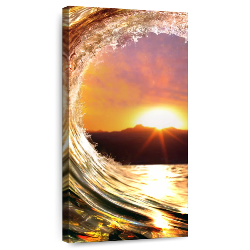 Vague au coucher du soleil, H 48 po x l 24 po