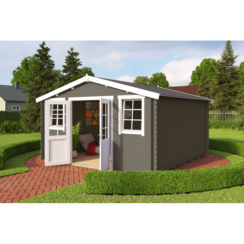 Lasita Wels 4 - 13 x 13 Ft. Apex Roof Summerhouse With Single Glazing (28mm), Carbon Grey