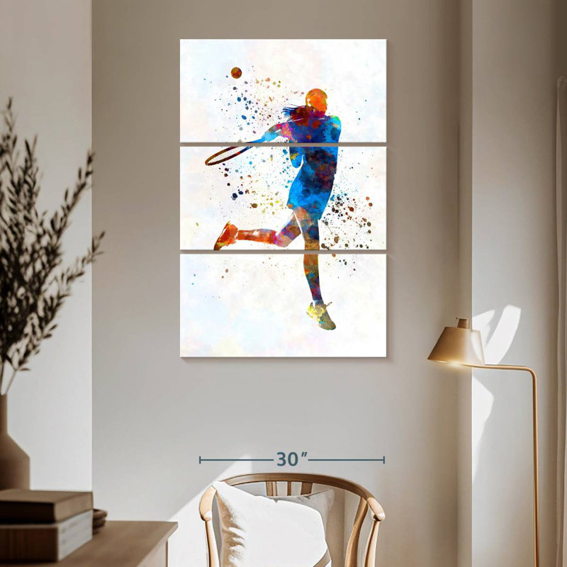 Sirci, joueuse de tennis à l'aquarelle I, H 65 po x l 42 po