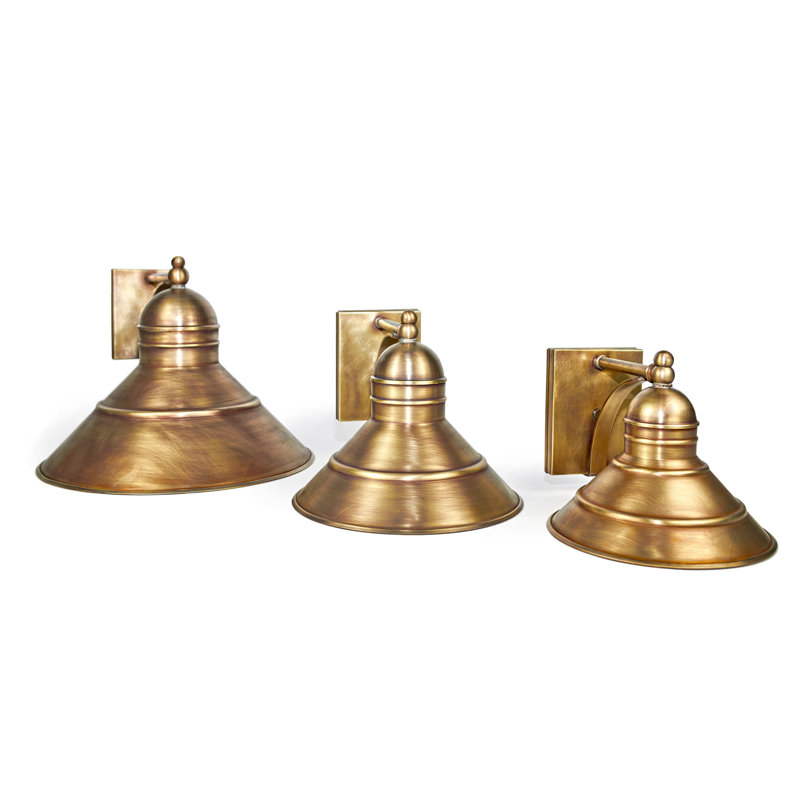 Small Barn Wall Antique Brass Medium Base Socket, Antique Brass, 8.25" H x 9.75" W x 9.75" D