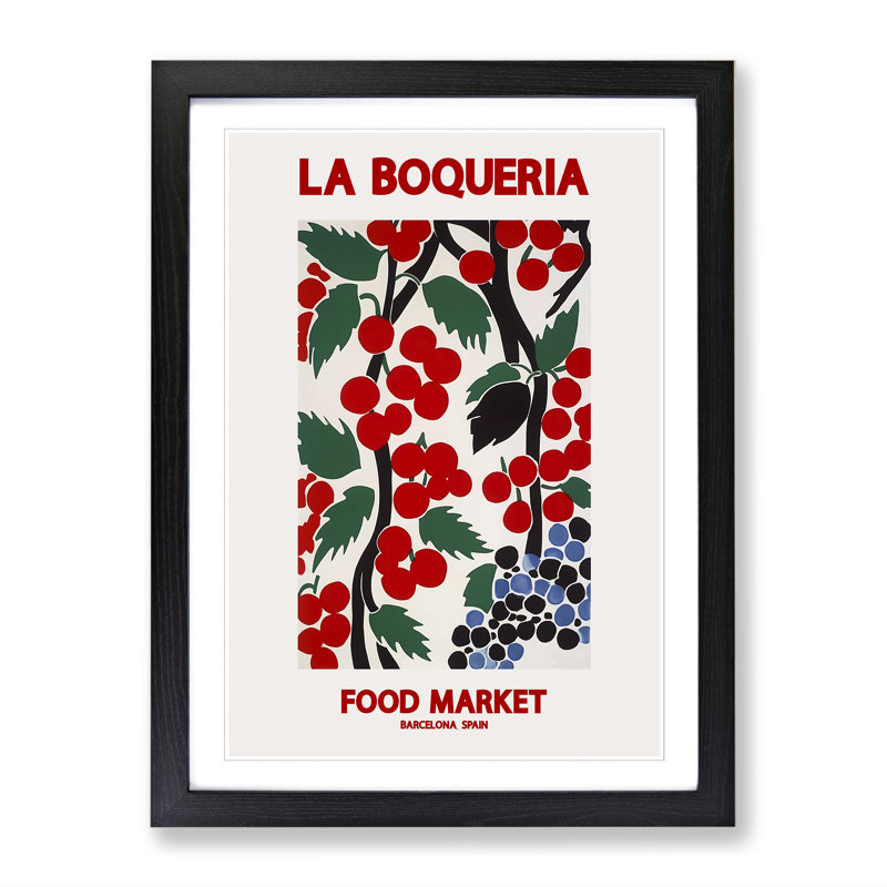 La Boqueria Food Market Exhibition 5 - Single Picture Frame Print on Wood, 64cm H x 46cm W x 2cm D