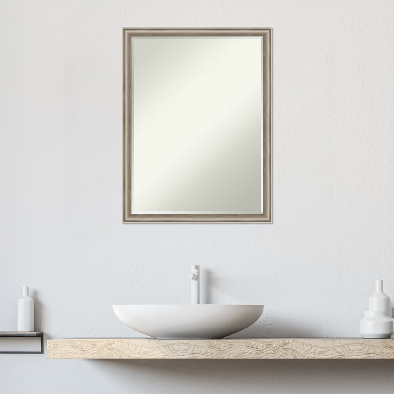 Wimpole Solid Wood Rectangle Wall Mirror, 26" x 20", Silver