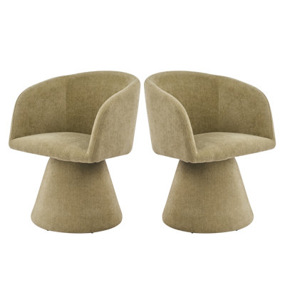 Aurelio Modern Sculptural Upholstered Swivel Dining Chairs with Pedestal Base