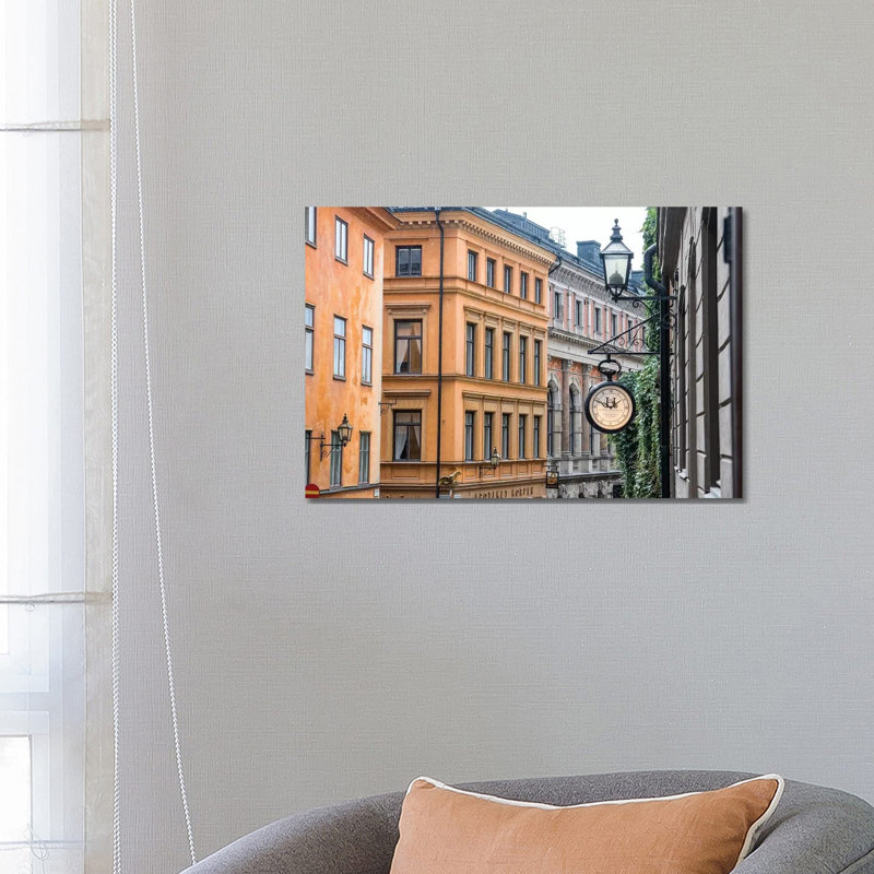 Located In The City Portion Of Stockholm, These Buildings Were Shot From A Staircase. by Mallorie Ostrowitz - Wrapped Canvas Print