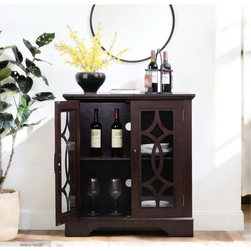 Buffet l 33,47 po x P 15,56 po x H 33,79 po avec porte vitrée, tablette réglable à 3 positions, rouge foncé