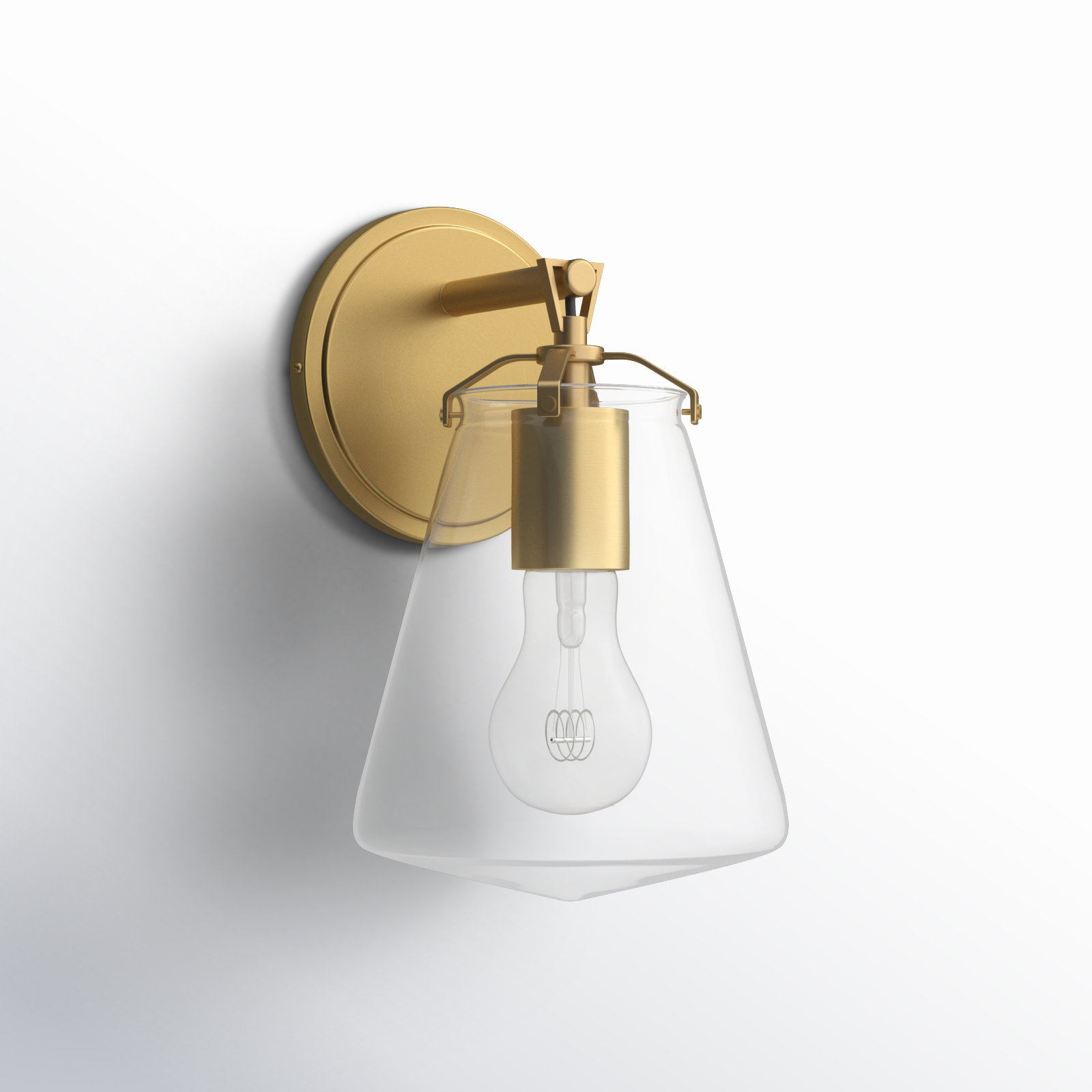 Single Light Dimmable Armed Sconce, Luxe Gold