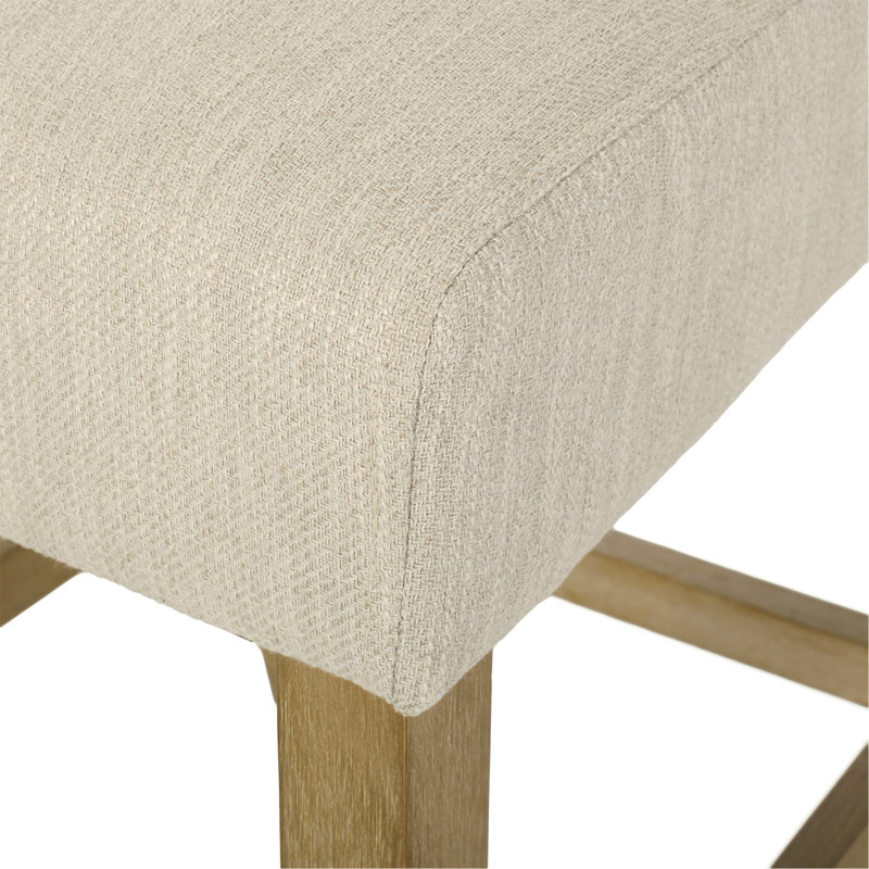Ajeem Upholstered Counter Stool, Beige/Weathered Brown Frame