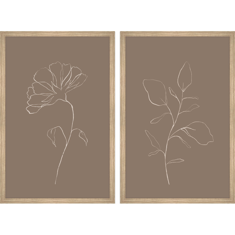 Leaves And Flower by Marmont Hill - 2 Piece Single Picture Frame Painting Set, 91" H x 61" W x 3.81" D