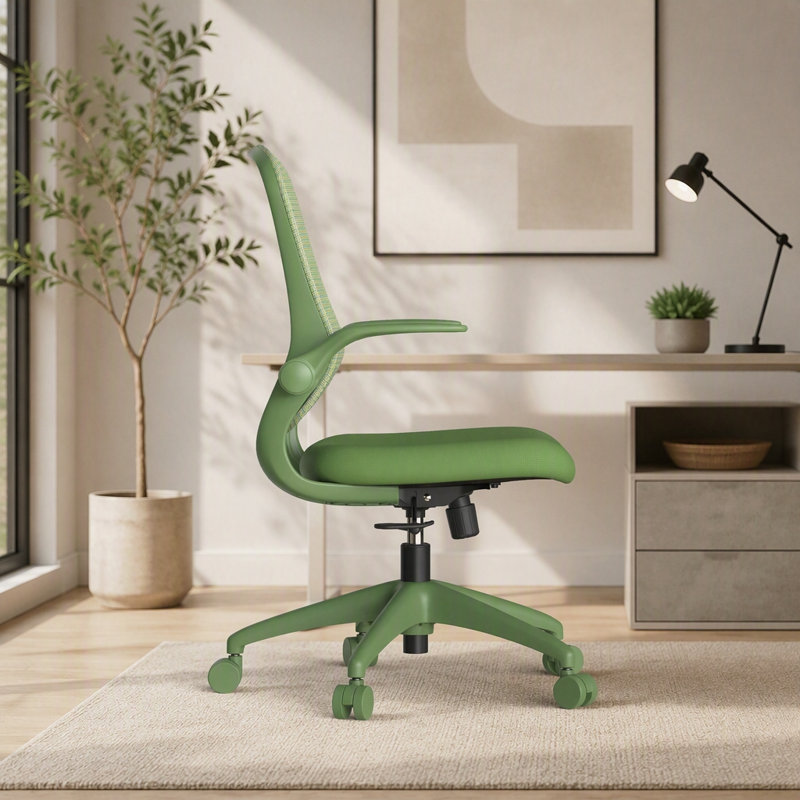Chaise de bureau multifonctionnelle ergonomique avec accoudoirs rabattables, capacité de 350 lb, dossier en filet, coloré