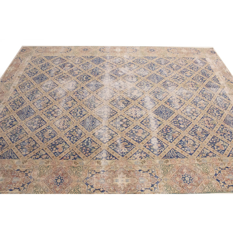 Tapis oriental délavé à motif floral antique classique 10 x 13