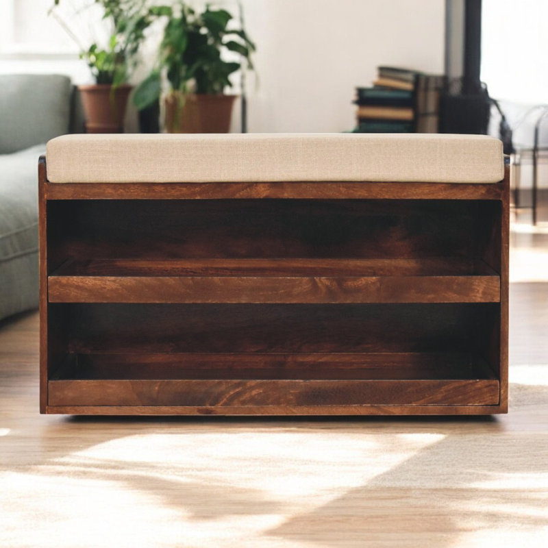 6 Pair Solid Wood Shoe Storage Bench