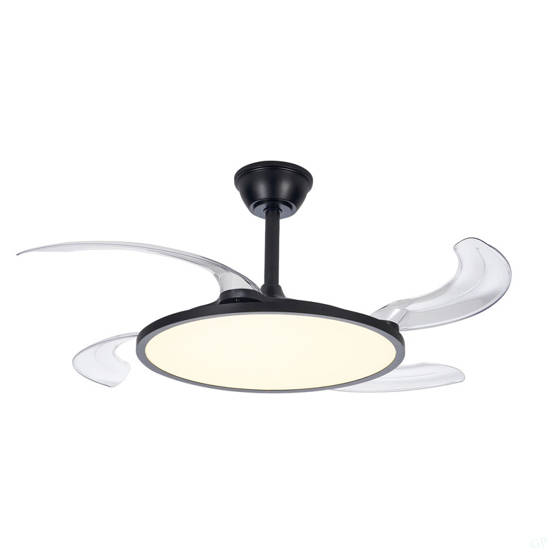 Retractable Ceiling Fans With Lights,42 Inch Ceiling Fan With Light And Remote Control,Flush Mount,DC Reversible,3CCT,Low Noise, Ceiling Fan For Bedroom,Living Room,Kitchen,Indoor