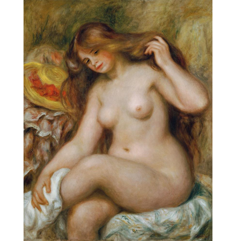 «Bather with Blond, Loose Hair» par Pierre-Auguste Renoir - Art mural sur toile tendue avec châssis, H 24 po x l 17 po