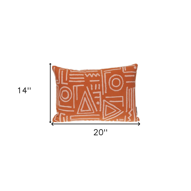Coussin décoratif en coton 14 po x 20 po rose et orange