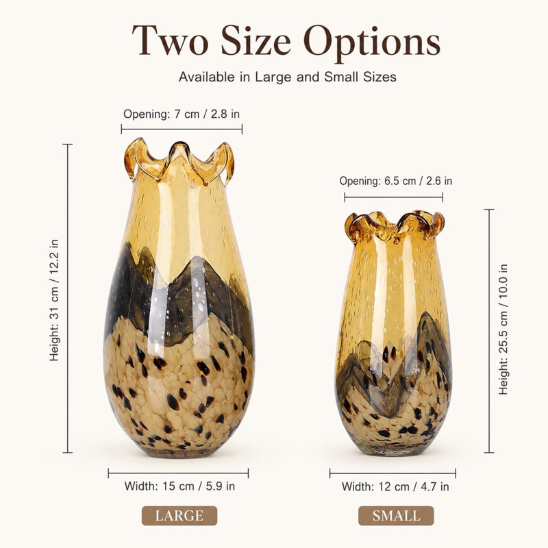 Glass Wavy Rim Drop Shaped Vase