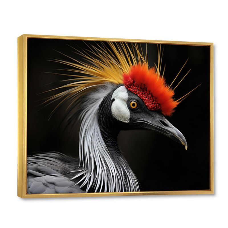 Cranes d'Afrique, beauté I, H 34 po x l 44 po x P 1,5 po, Cadre flottant doré