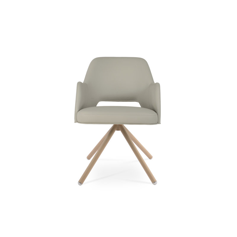 Fauteuil pivotant Marash Stick, Naturel, Blanc cassé
