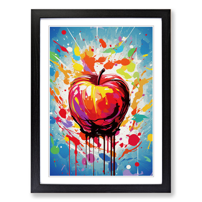 XYZ-FRM-V1223-1828 Apple Abstract - Single Picture Frame Print on Wood, Black, 34cm H x 25cm W x 2cm D, Black Framed
