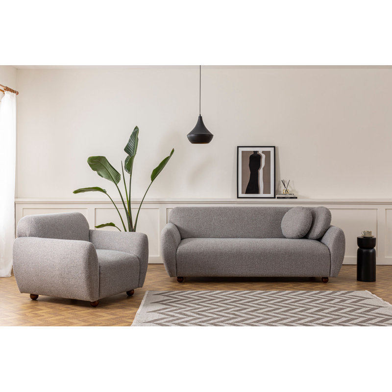 Canapé rembourré 87,8 po Jamie-John, 100 % polyester gris clair