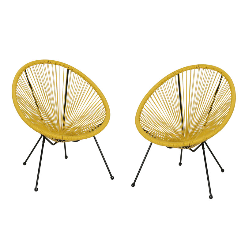 Chaise d'extérieur en tissu hamac Levon, Jaune